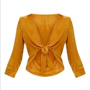 Satin front tie crop top